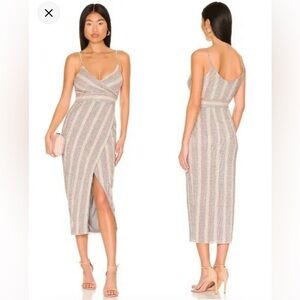 SAYLOR Meghan Faux Wrap Midi Dress in Multi Size Small